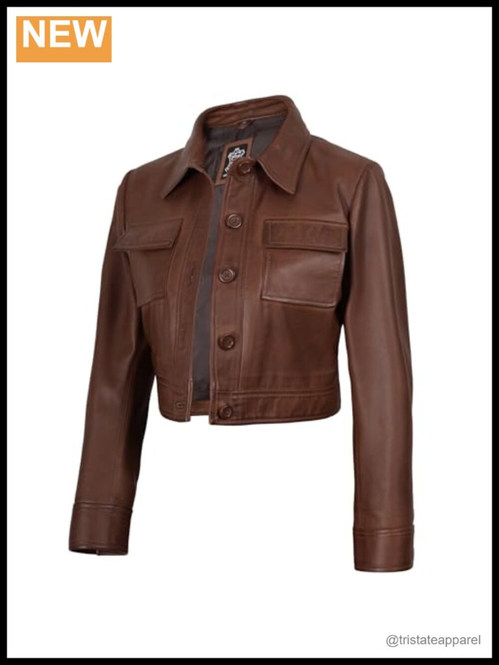 Cropped Leather Jacket for Women Real Lambskin Zip Closure